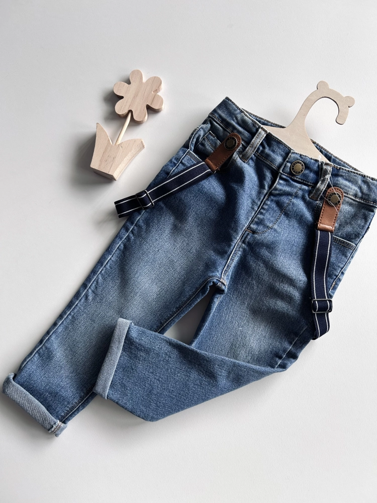 Spodnie jeansowe z szelkami 86 cm Primark