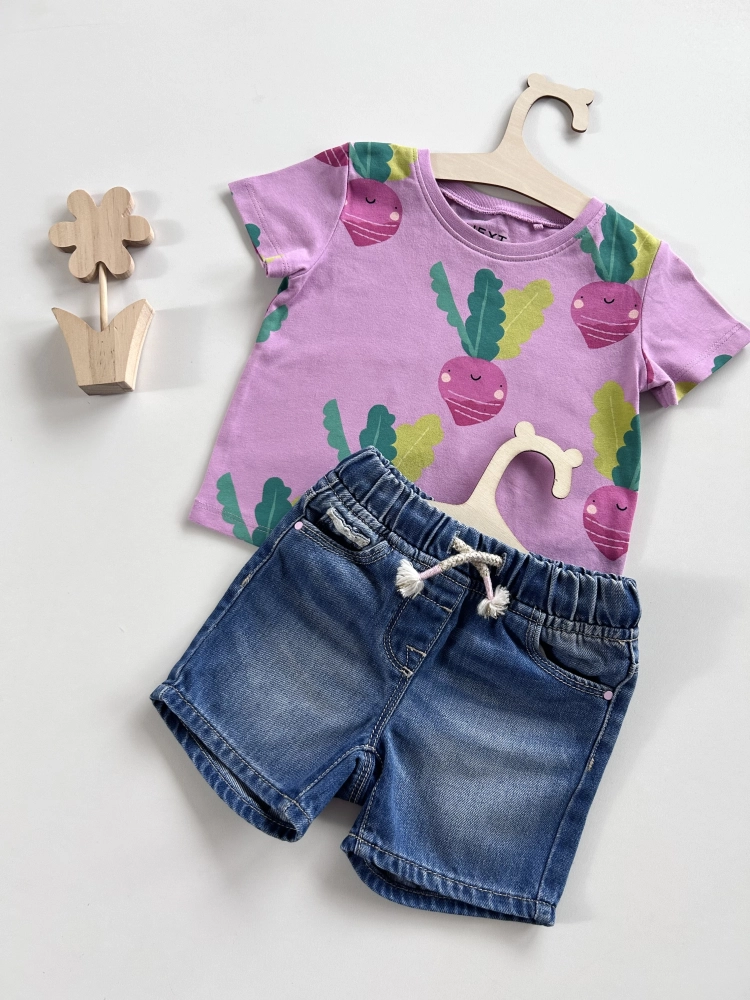 Bluzka, Spodenki jeansowe 74 cm Next